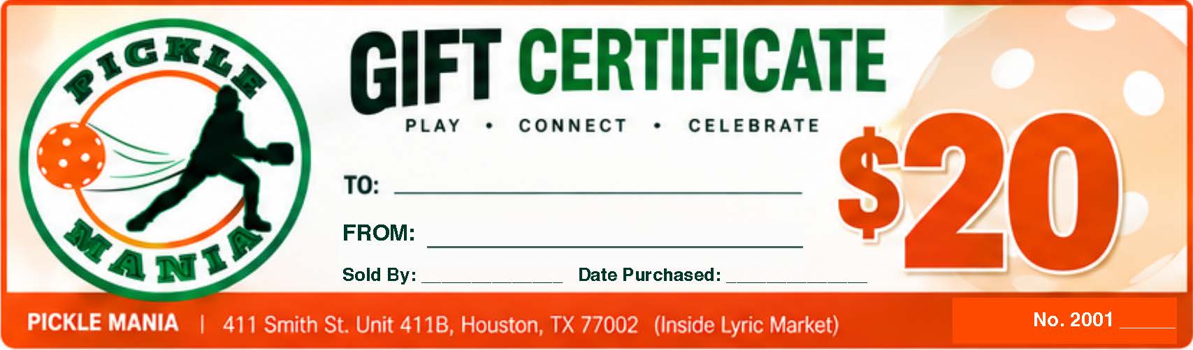 $20 Pickle Mania Gift Certificate